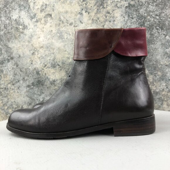 Canal Grande Women's Size 37 Pauline Dark Brown Red Side Zip Ankle Booties 13627 - Picture 6 of 16